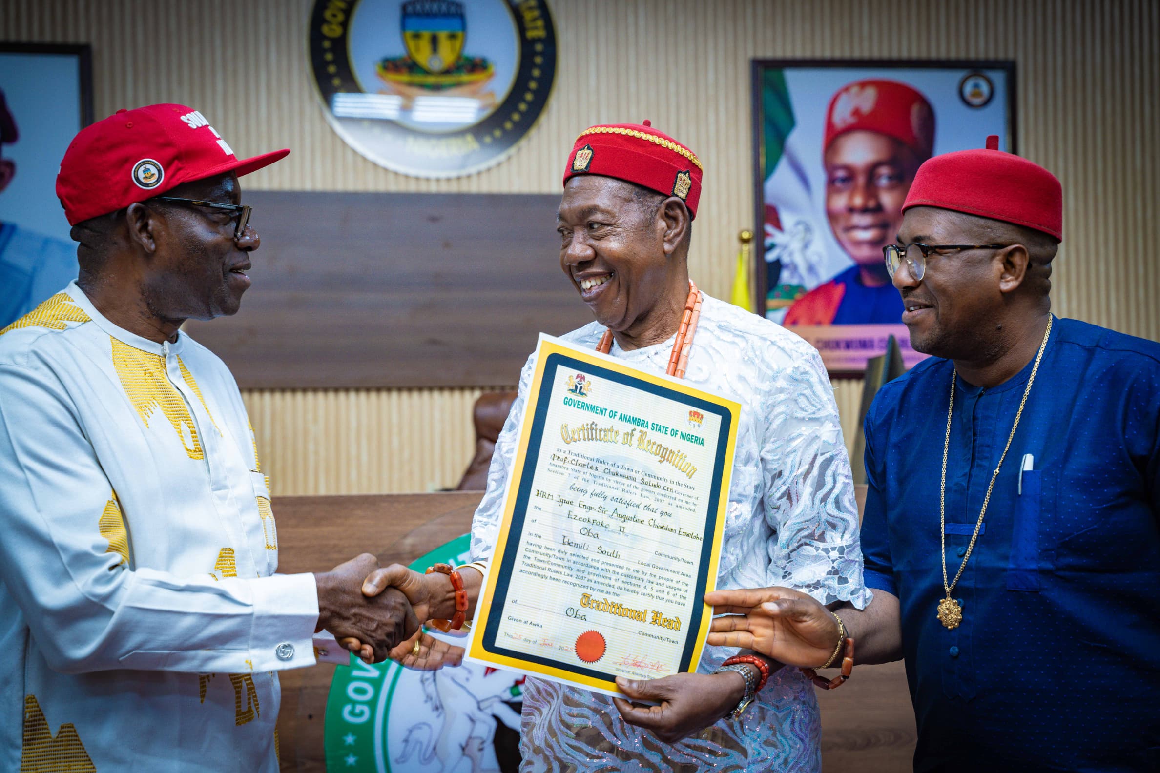 Oba rejoices as Soludo issues recognition certificate to new monarch