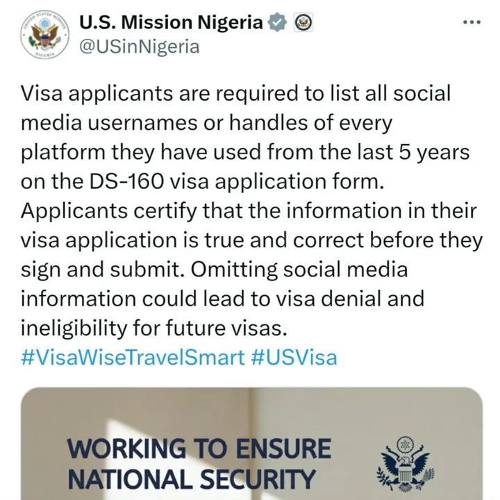 U. S Visa application